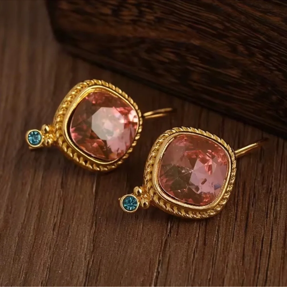 Vintage Gold Pink Earrings